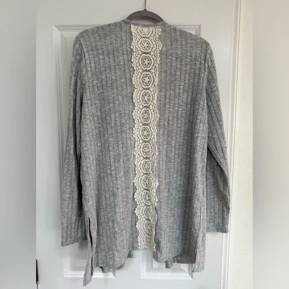 Charming Charlie Gray Open Front Cardigan Sweater - Picture 2 of 3